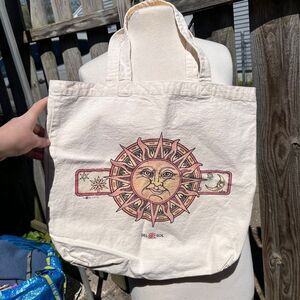 VTG Del Sol Sun Moon Color-Changing Canvas Tote Bag Celestial Y2K Beach